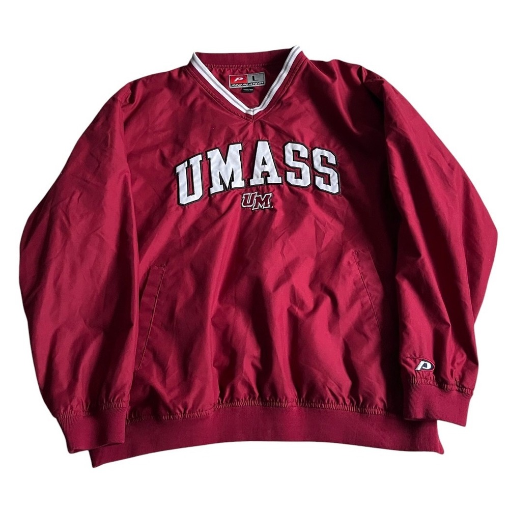 UMass Massachusetts Minutemen Pro Player NCAA Pullover Jacket Size Large Vintage